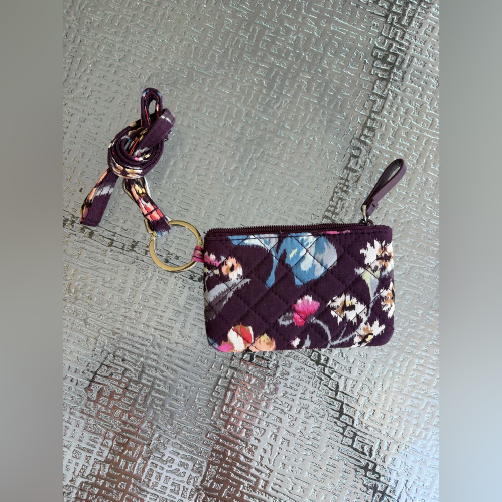 Vera Bradley Plum Floral Quilted Keychain Wallet